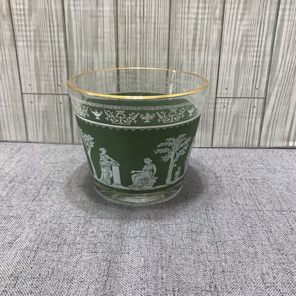 Vintage Wedgewood Green Jeanette Glass Ice Bucket